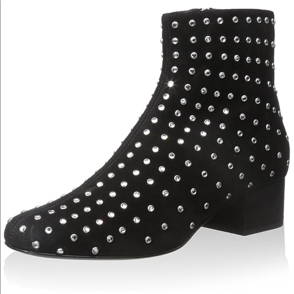 Yves Saint Laurent Shoes - Saint Laurent Black Boot with Studs & Rhinestones